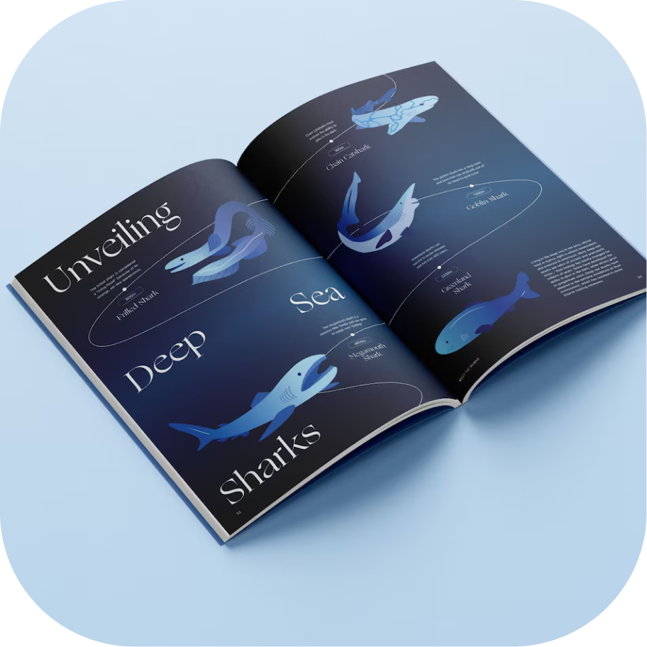 Secret Life of Sharks publication cover mockup